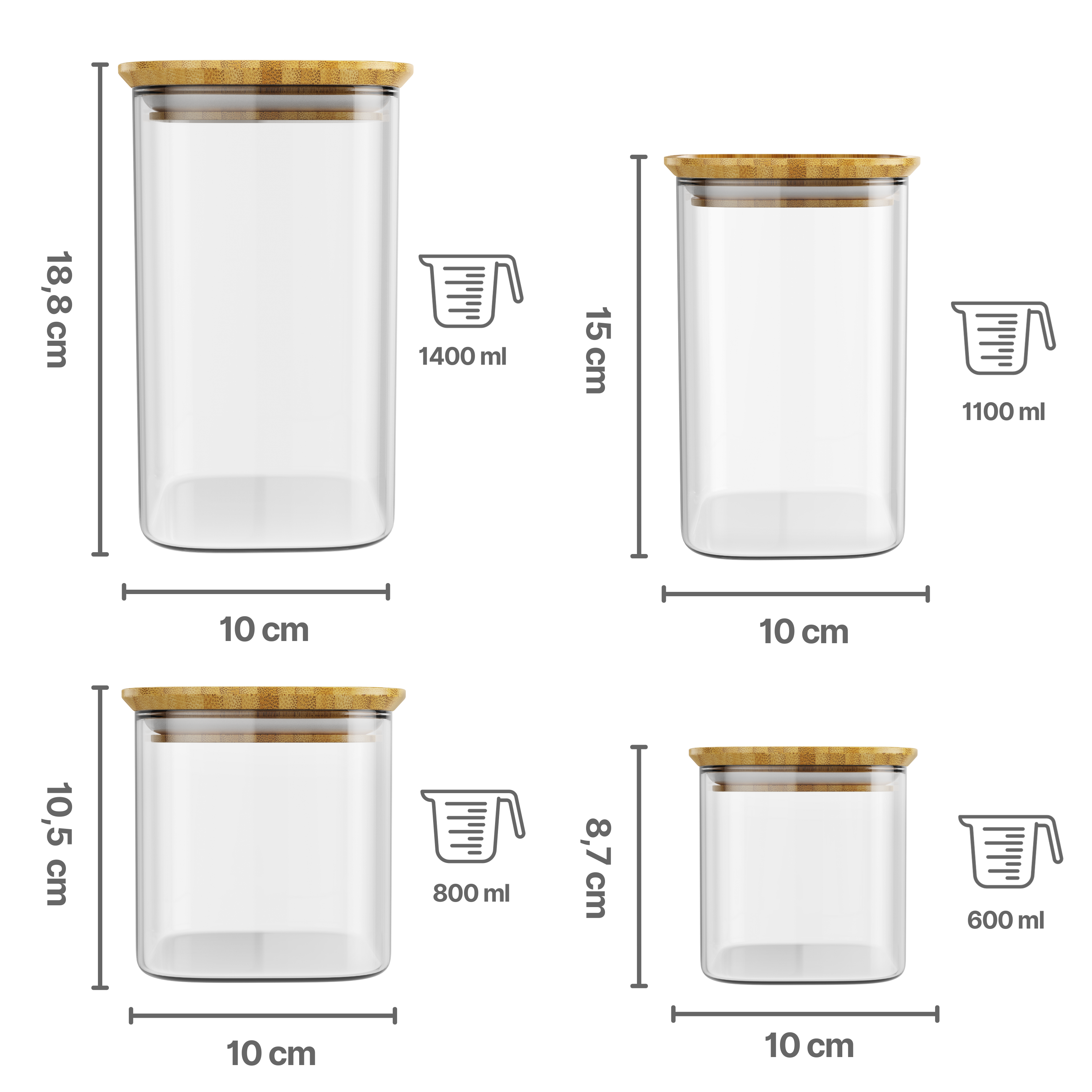 Storage jars set of 2 1400ml