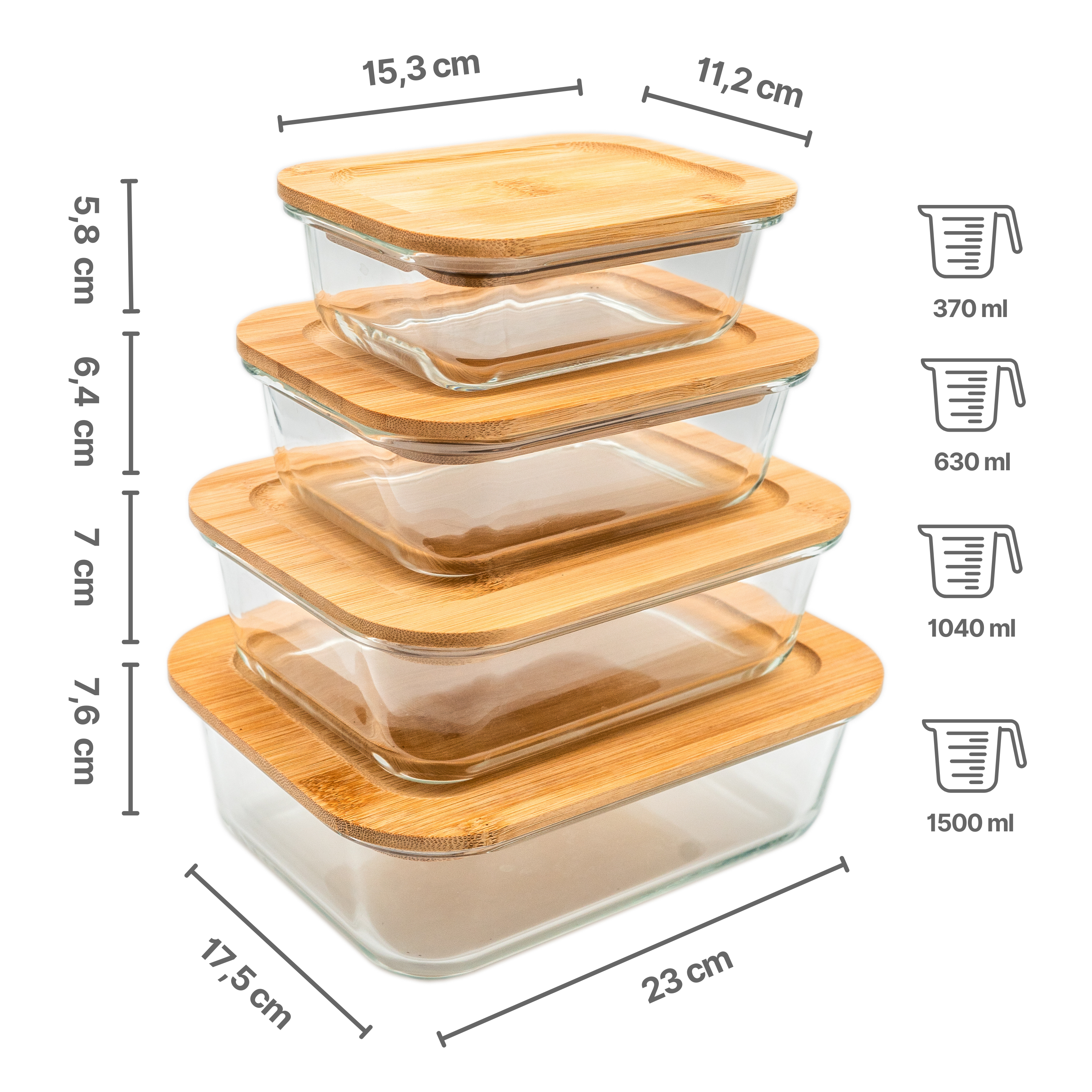 Set di 3 scatole per la preparazione dei pasti da 1500 ml