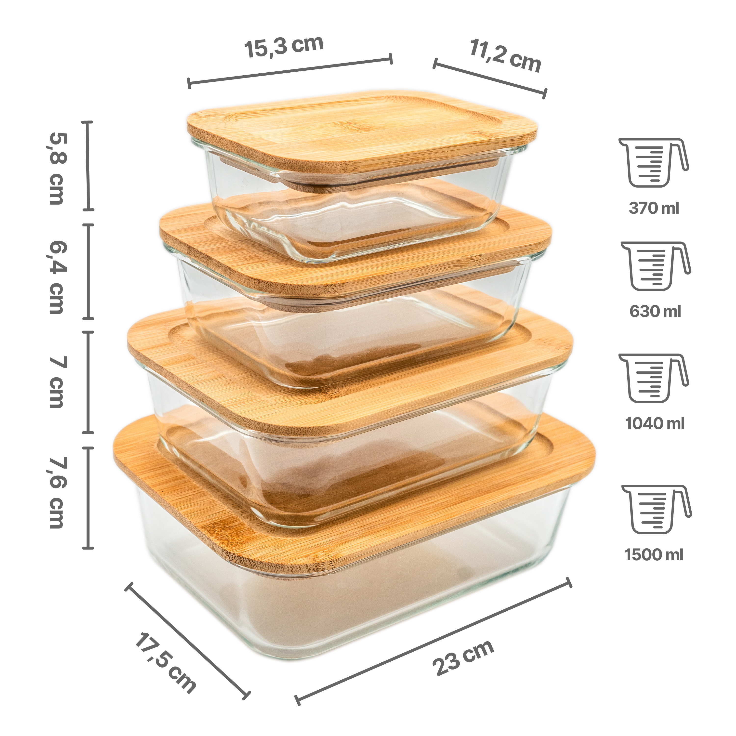 Boîtes Meal Prep, lot de 3, 630 ml